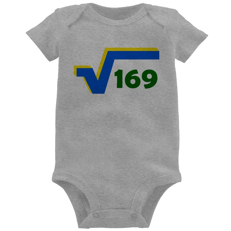Body Bebê Raiz Quadrada 169 (Cores da Bandeira) - Cinza