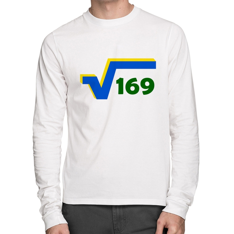 Camiseta Algodão Raiz Quadrada 169 (Cores da Bandeira) Manga Longa - Branca
