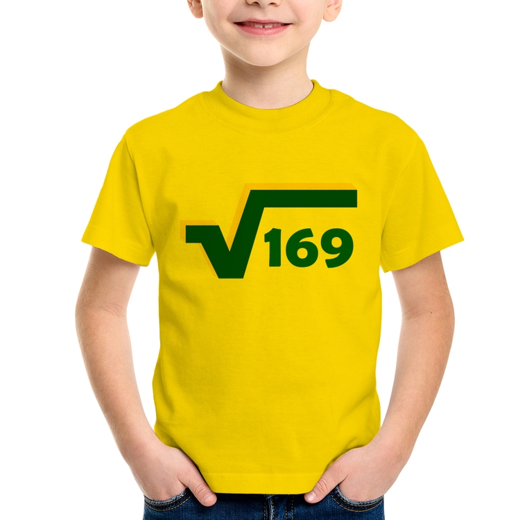 Camiseta Infantil Raiz Quadrada 169 (Cores da Bandeira) - Amarela