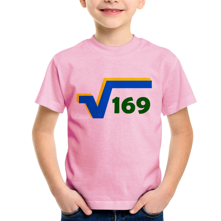 Camiseta Infantil Raiz Quadrada 169 (Cores da Bandeira) - Rosa Bebê