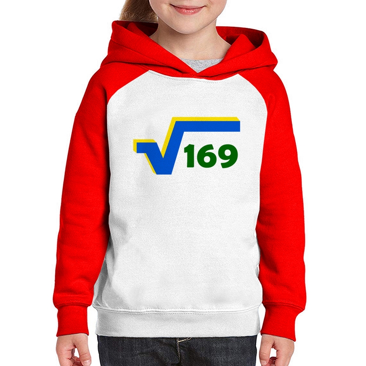 Moletom Infantil Raiz Quadrada 169 (Cores da Bandeira) - Branco/Vermelho