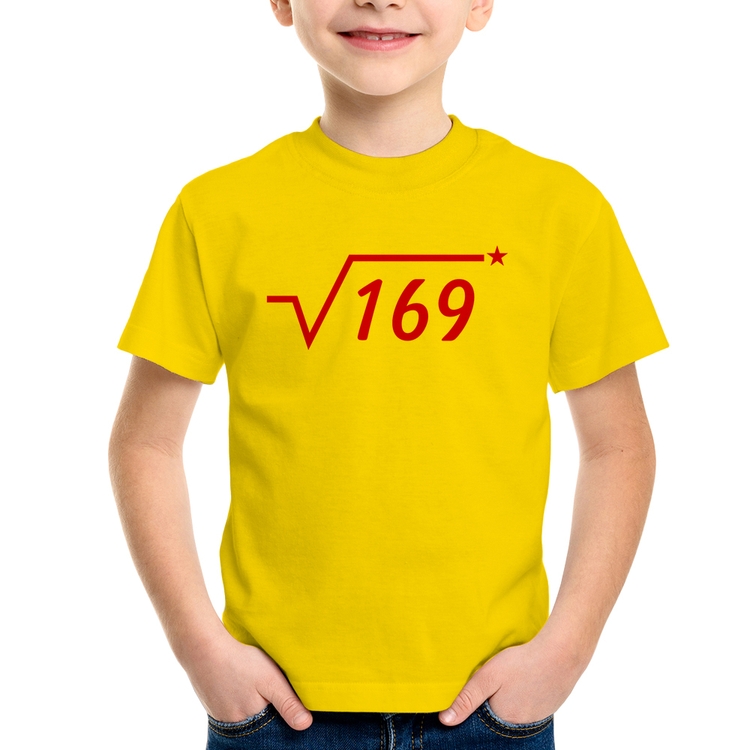 Camiseta Infantil Raiz Quadrada 169 (Estrela) - Amarela