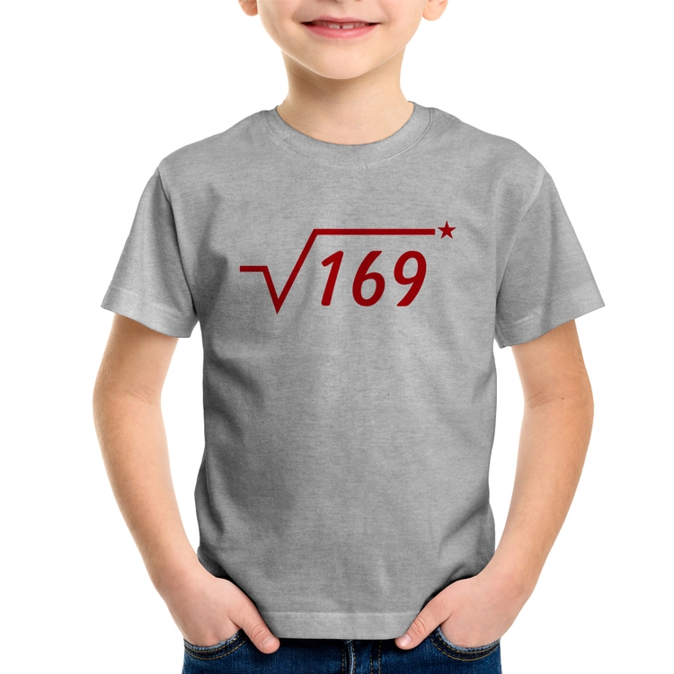 Camiseta Infantil Raiz Quadrada 169 (Estrela) - Cinza
