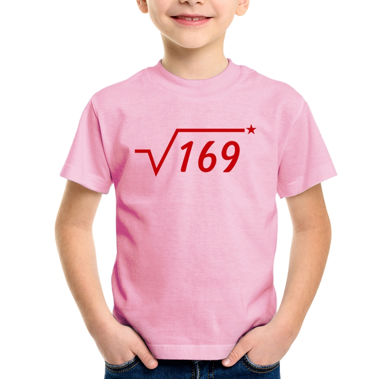 Camiseta Infantil Raiz Quadrada 169 (Estrela) - Rosa Bebê