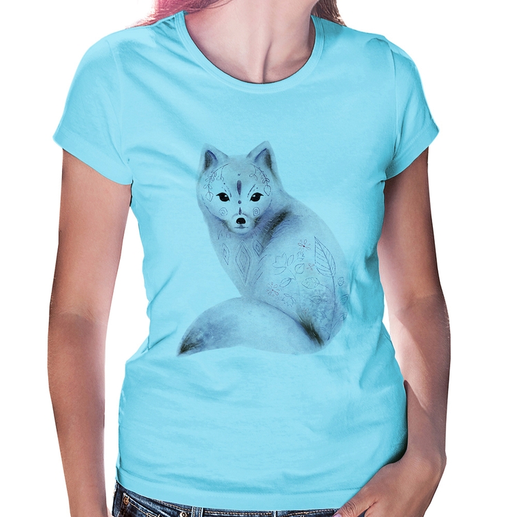 Baby Look Raposa Arte - Azul Bebê