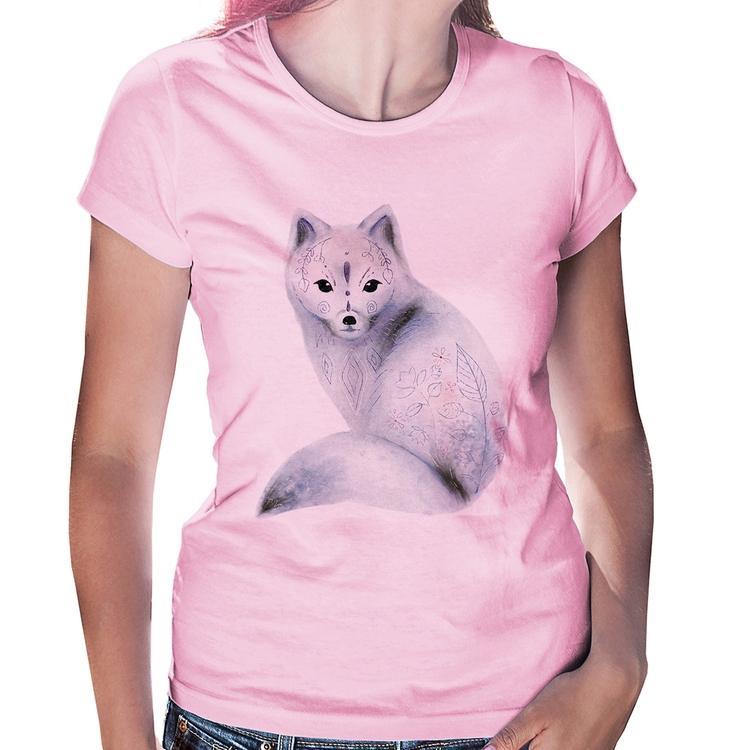 Baby Look Raposa Arte - Rosa Bebê