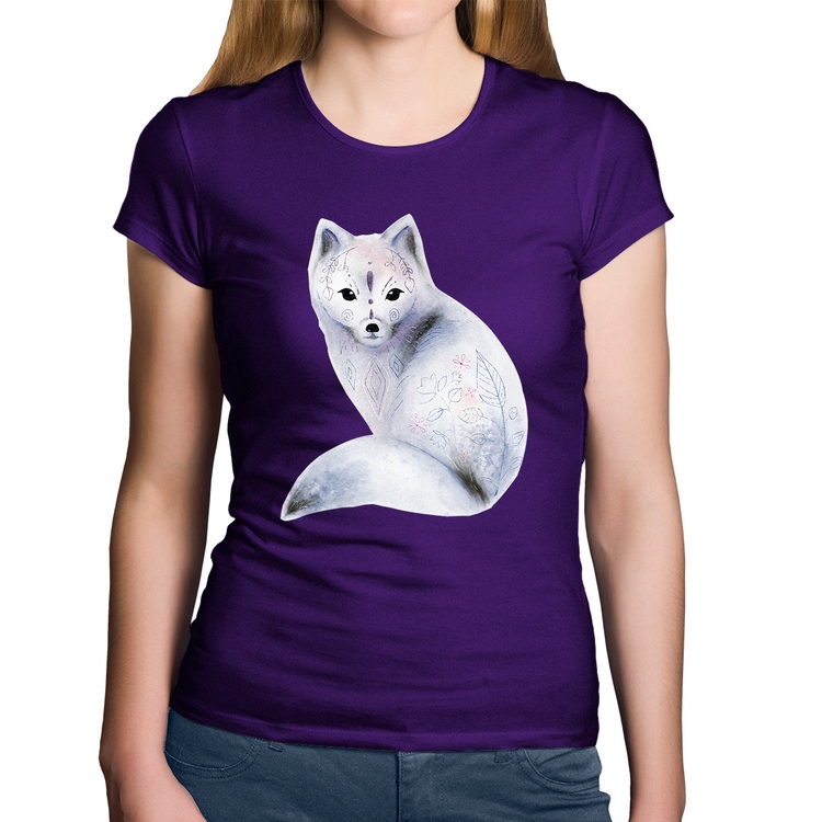 Baby Look Algodão Raposa Arte - Roxa