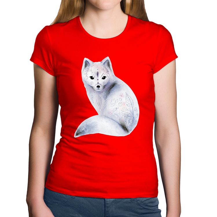 Baby Look Algodão Raposa Arte - Vermelha