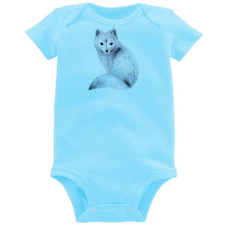 Body Bebê Raposa Arte - Azul Bebê