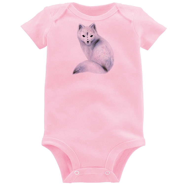 Body Bebê Raposa Arte - Rosa Bebê