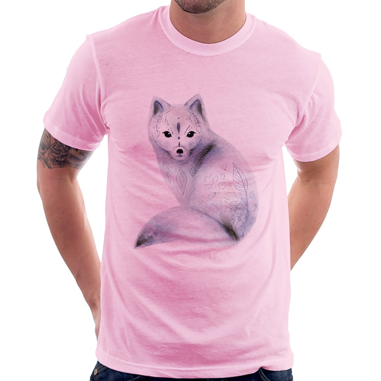 Camiseta Raposa Arte - Rosa Bebê