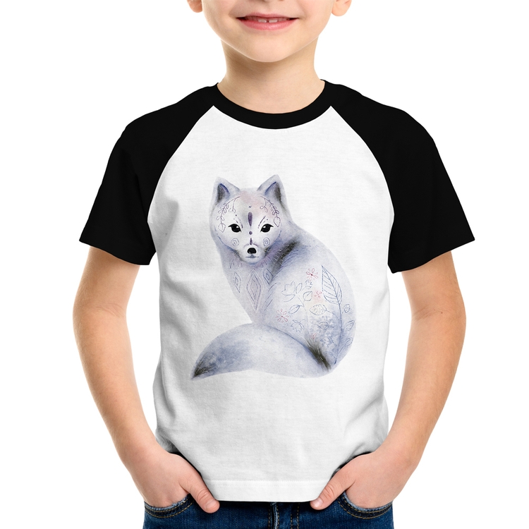 Camiseta Raglan Infantil Raposa Arte