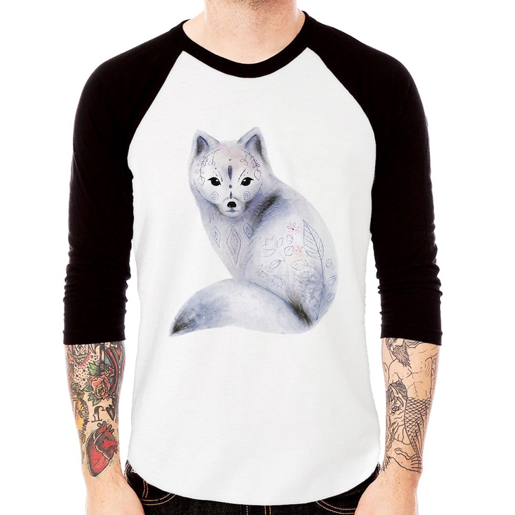 Camiseta Raglan Raposa Arte Manga 3/4