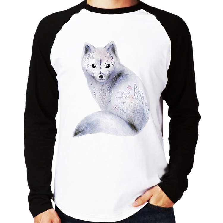 Camiseta Raglan Raposa Arte Manga Longa