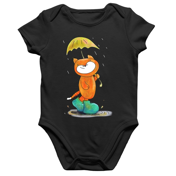 Body Bebê Algodão Raposa Fofinha Na Chuva