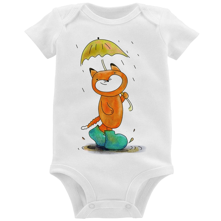 Body Bebê Raposa Fofinha Na Chuva