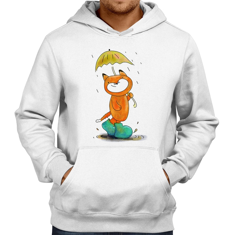 Moletom Raposa Fofinha Na Chuva - Branco