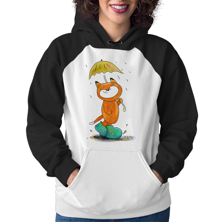 Moletom Feminino Raposa Fofinha Na Chuva
