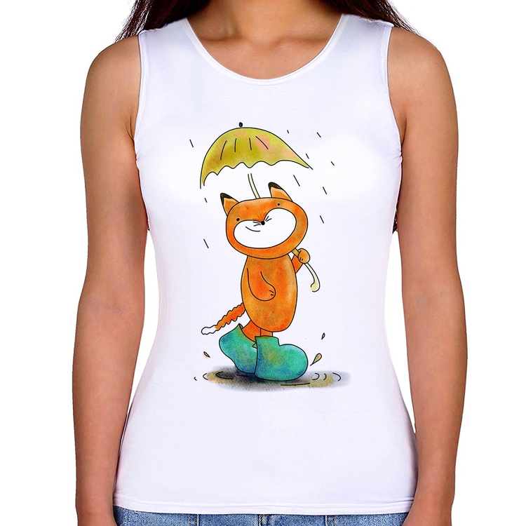 Regata Feminina Raposa Fofinha Na Chuva