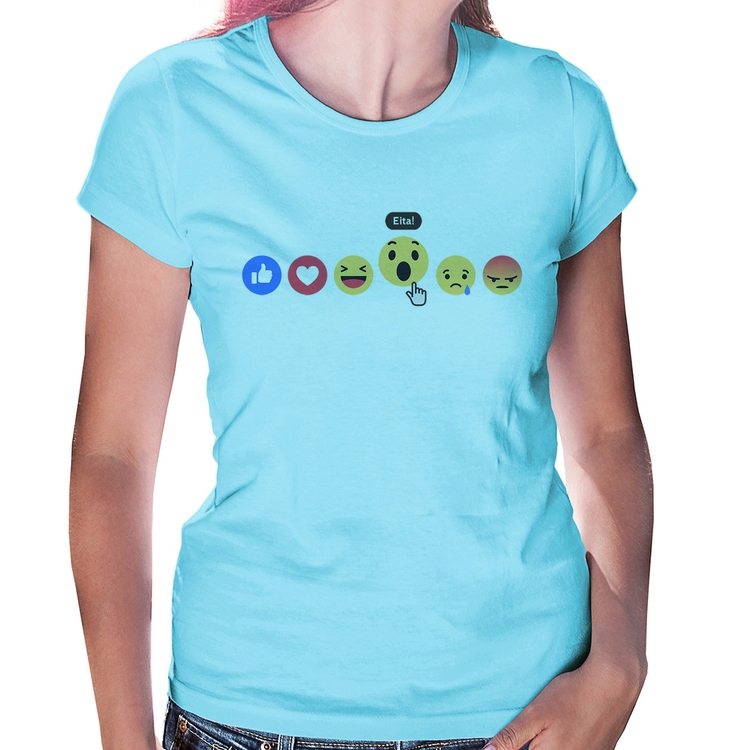 Baby Look Reações Facebook Eita! - Azul Bebê