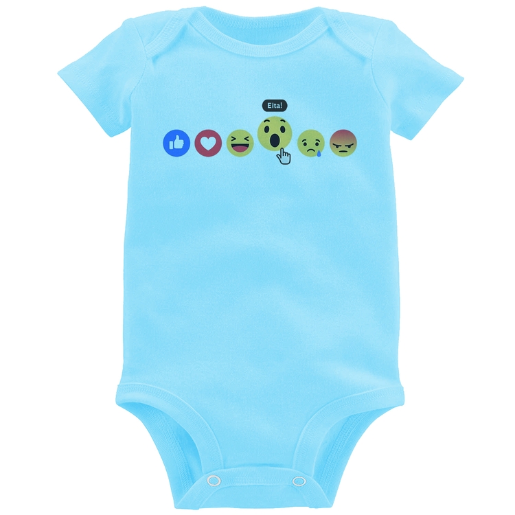 Body Bebê Reações Facebook Eita! - Azul Bebê