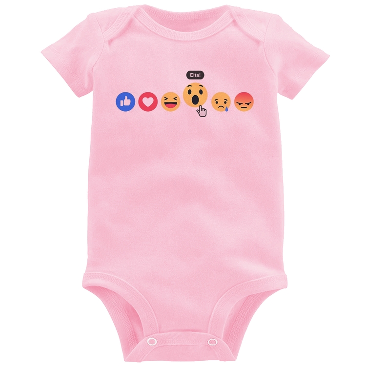 Body Bebê Reações Facebook Eita! - Rosa Bebê