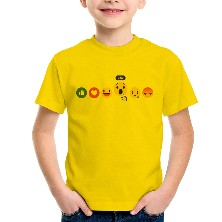 Camiseta Infantil Reações Facebook Eita! - Amarela