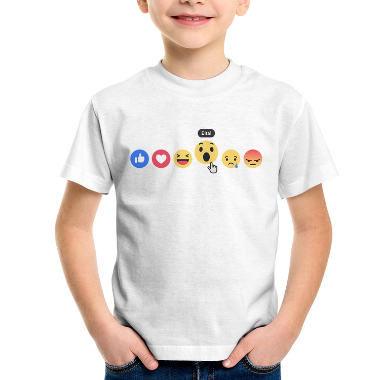 Camiseta Infantil Reações Facebook Eita!
