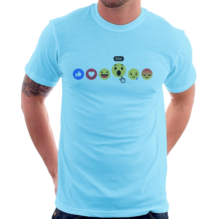 Camiseta Reações Facebook Eita! - Azul Bebê