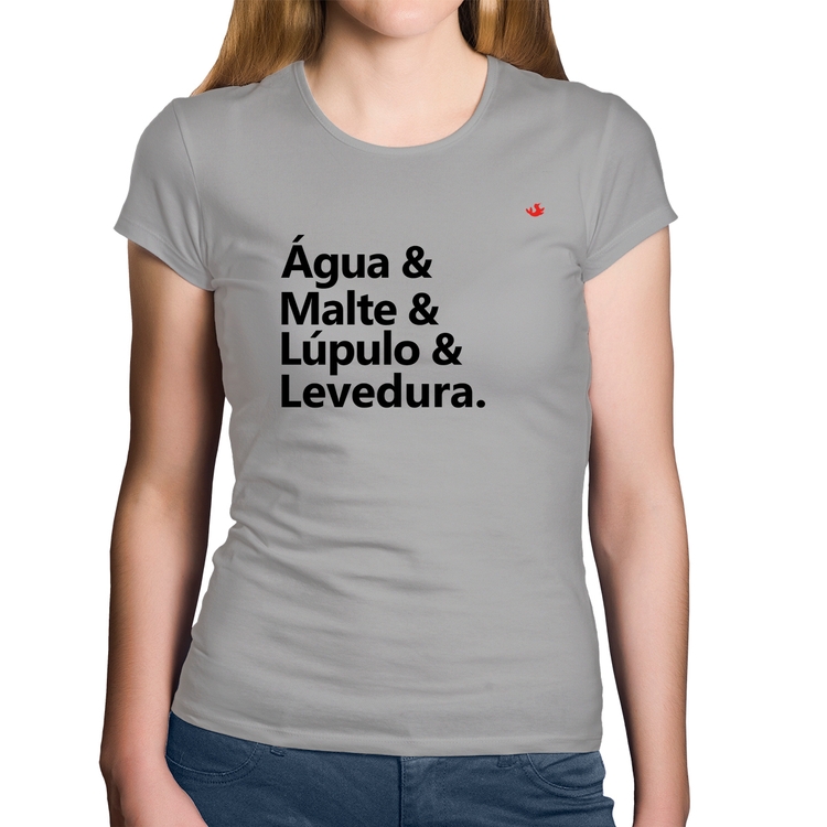 Baby Look Algodão Receita Cerveja - Cinza