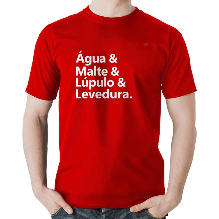 Camiseta Algodão Receita Cerveja - Vermelha