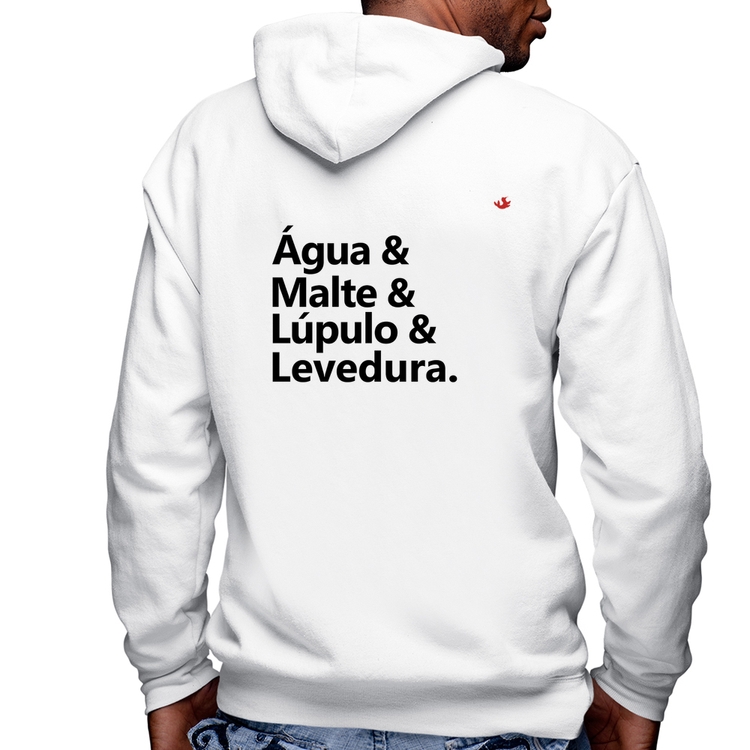Blusa Moletom Receita Cerveja Masculina com Capuz e Zíper - Branca