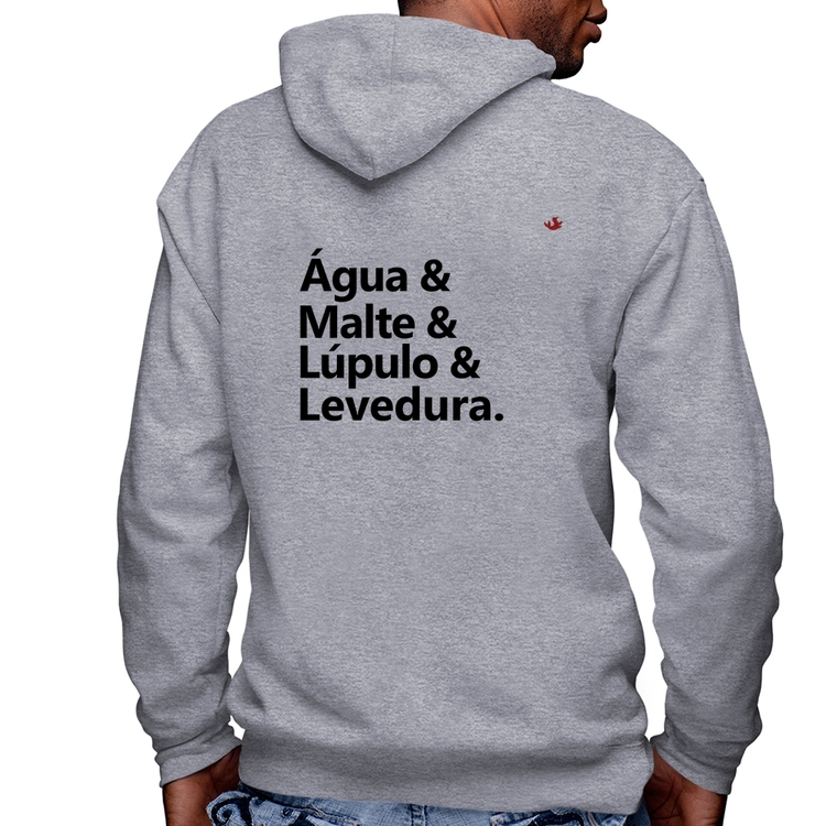 Blusa Moletom Receita Cerveja Masculina com Capuz e Zíper - Mescla
