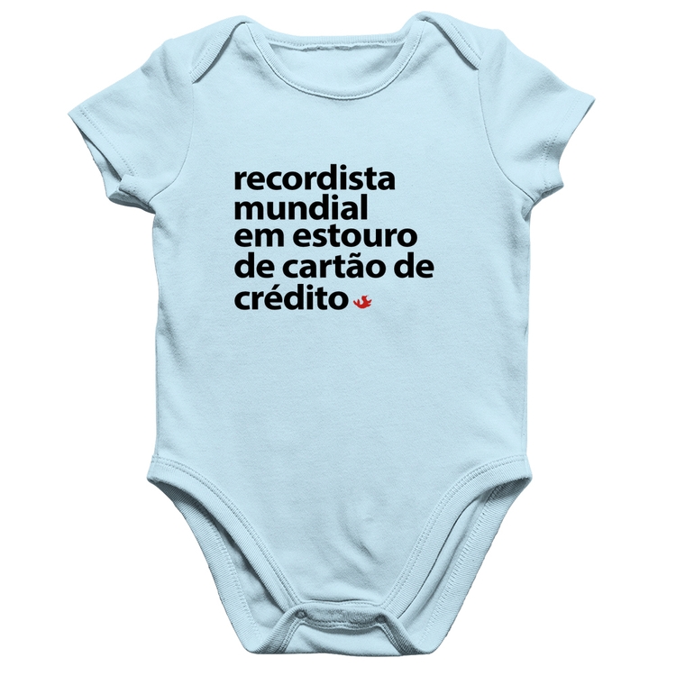 Body Bebê Algodão Recordista mundial em estouro de cartão - Azul Bebê