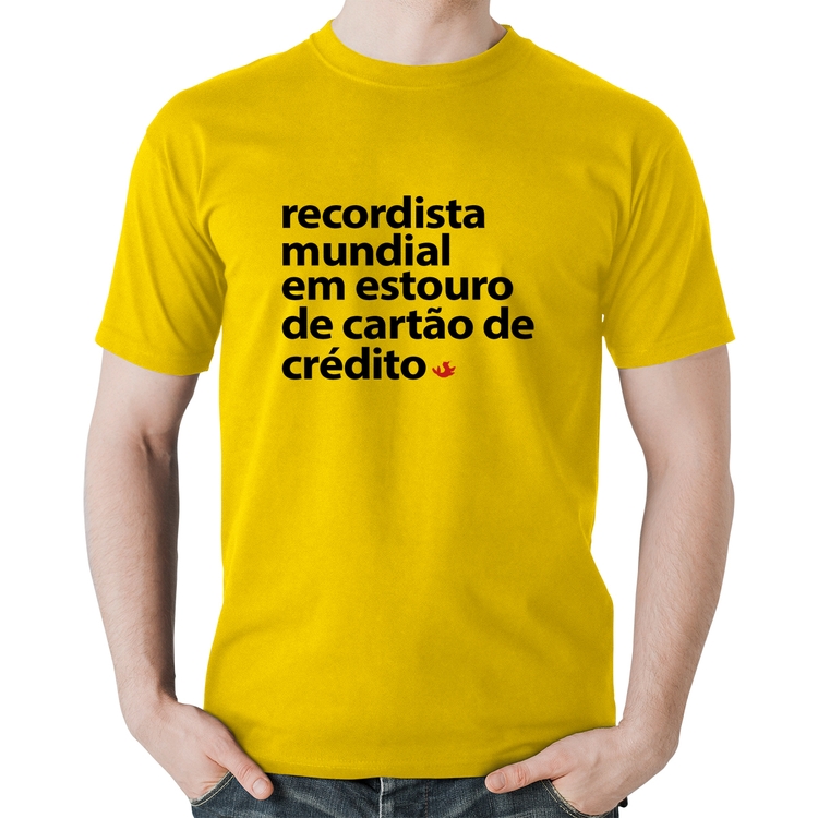 Camiseta Algodão Recordista mundial em estouro de cartão - Amarela