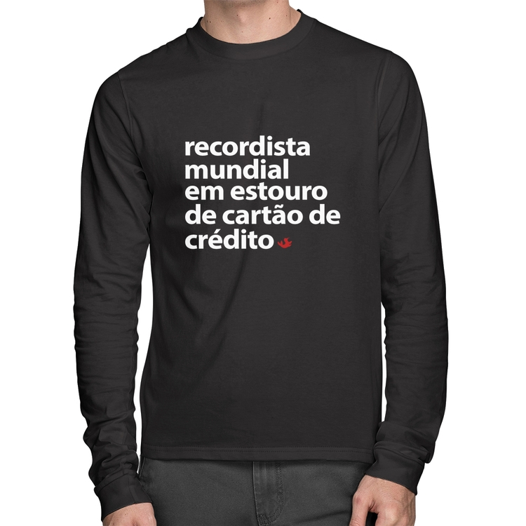 Camiseta Algodão Recordista mundial em estouro de cartão Manga Longa