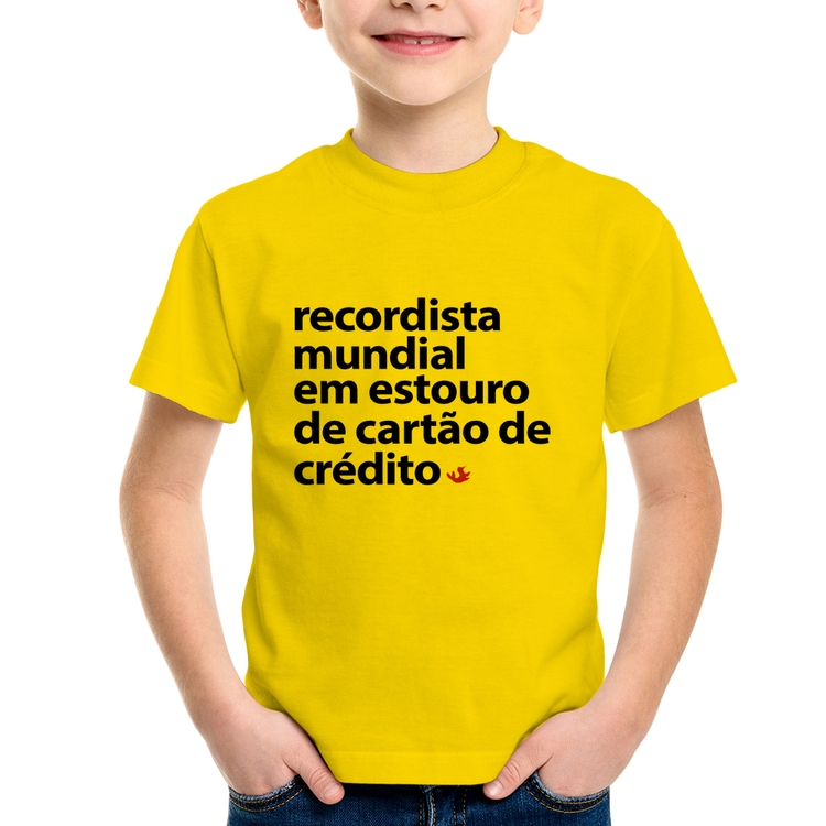 Camiseta Infantil Recordista mundial em estouro de cartão - Amarela