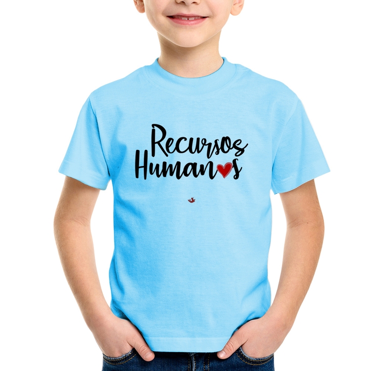 Camiseta Infantil Recursos Humanos por amor - Azul Bebê
