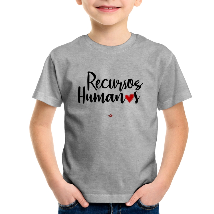 Camiseta Infantil Recursos Humanos por amor - Cinza