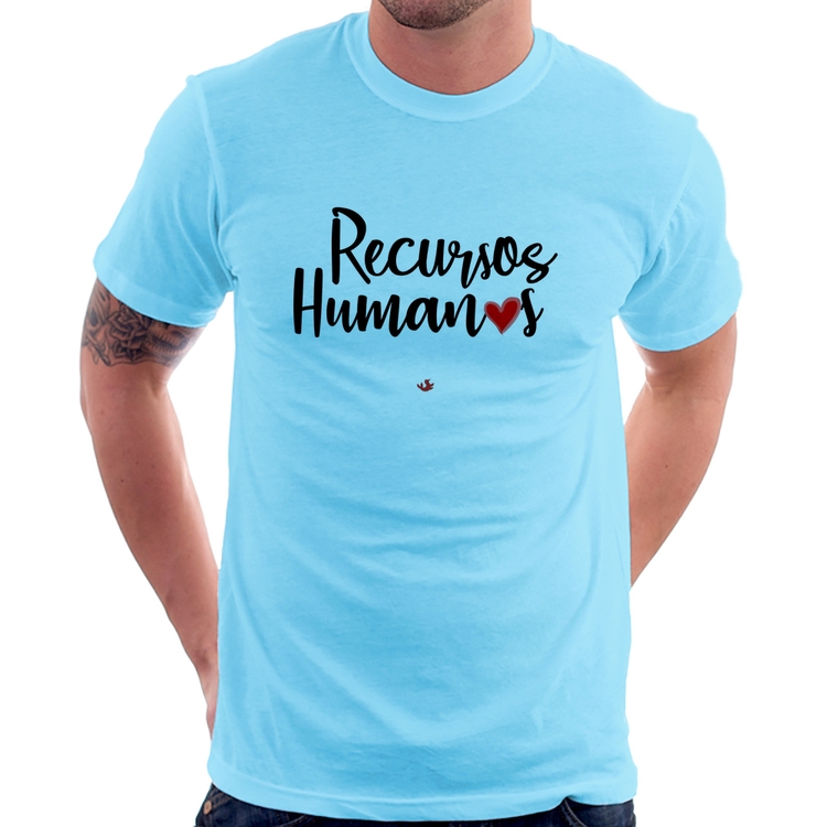 Camiseta Recursos Humanos por amor - Azul Bebê