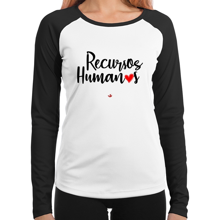 Baby Look Raglan Recursos Humanos por amor Manga Longa
