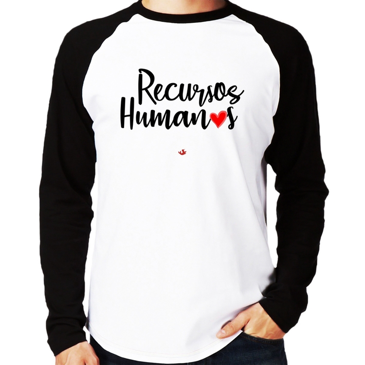 Camiseta Raglan Recursos Humanos por amor Manga Longa
