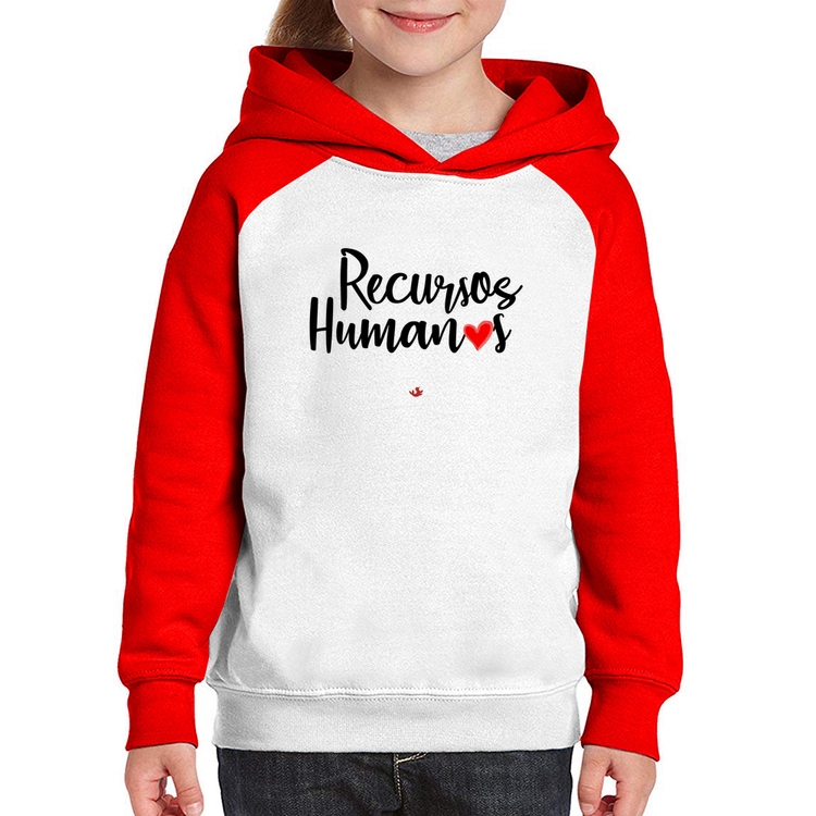 Moletom Infantil Recursos Humanos por amor - Branco/Vermelho