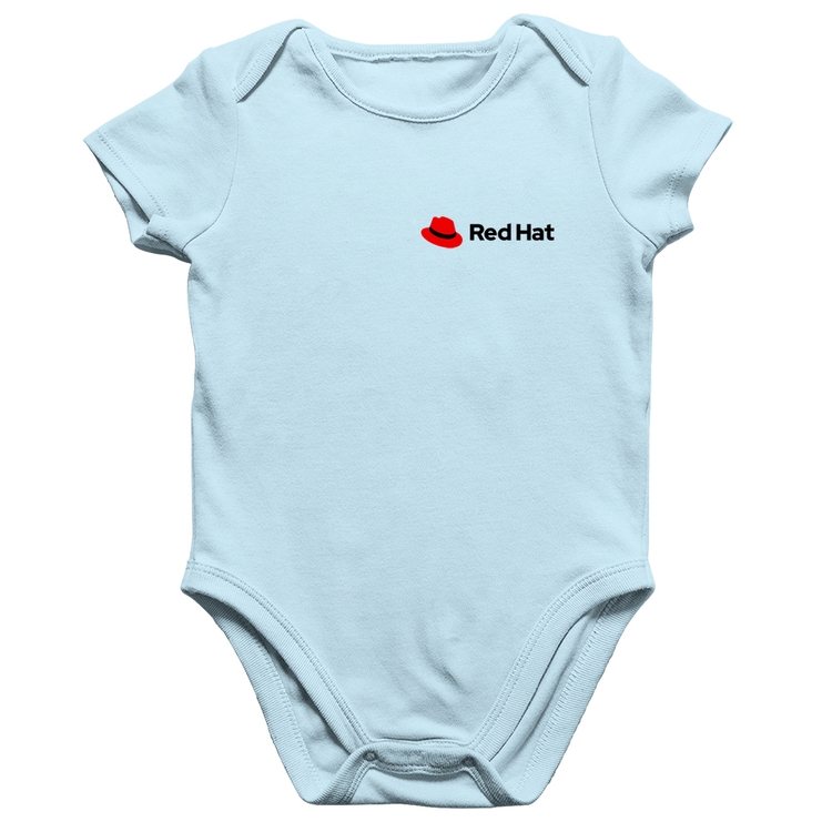 Body Bebê Algodão Red Hat Linux - Azul Bebê