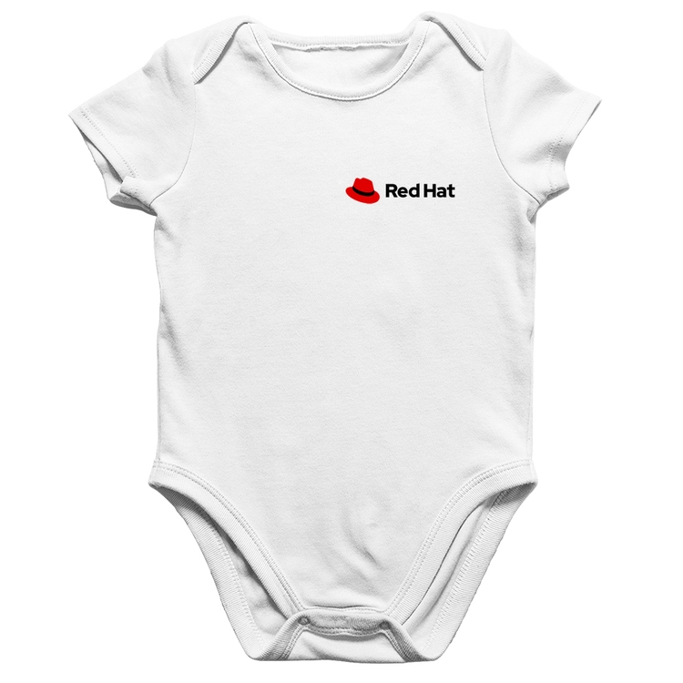 Body Bebê Algodão Red Hat Linux - Branco