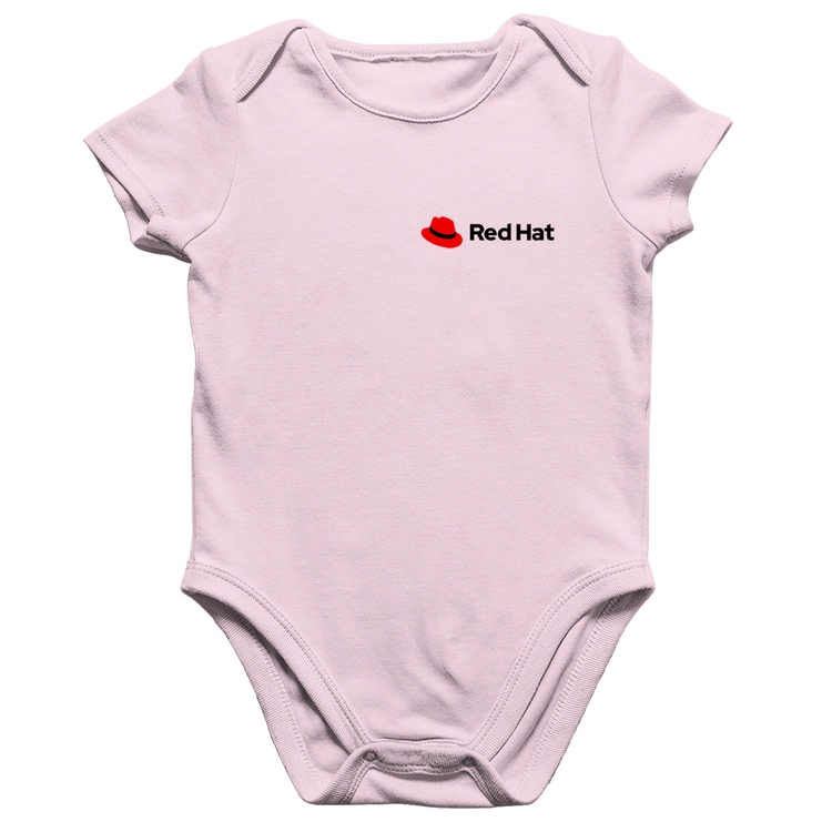 Body Bebê Algodão Red Hat Linux - Rosa Bebê