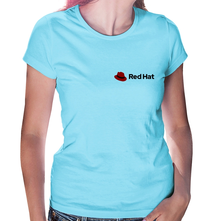 Baby Look Red Hat Linux - Azul Bebê