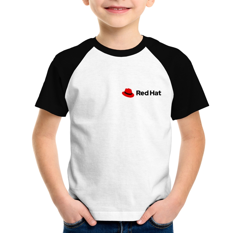 Camiseta Raglan Infantil Red Hat Linux