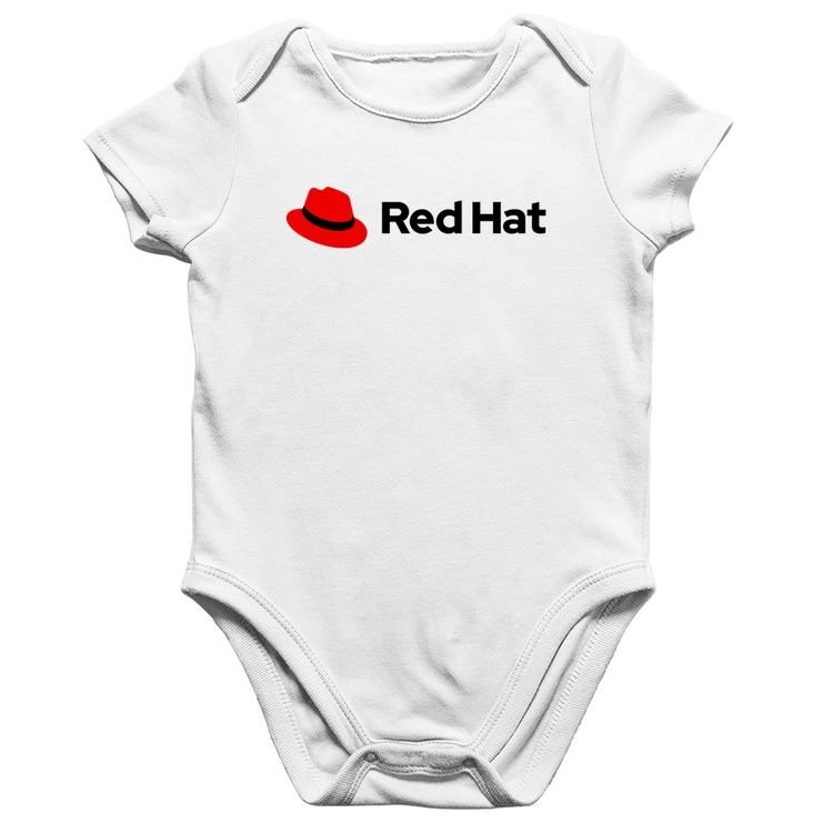 Body Bebê Algodão Red Hat Linux Logo - Branco