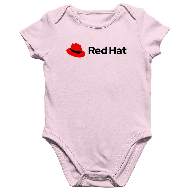Body Bebê Algodão Red Hat Linux Logo - Rosa Bebê